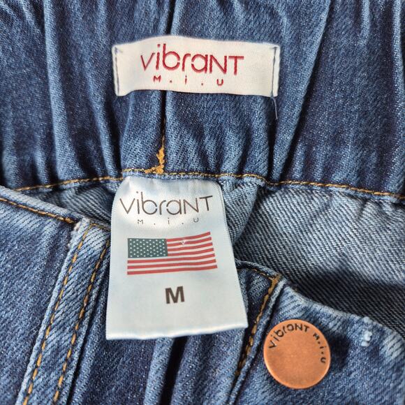 Vibrant M.I.U High Rise Bag Waist Wide Leg Denim Blue Jeans M 30 - 32 Waist - Picture 2 of 2